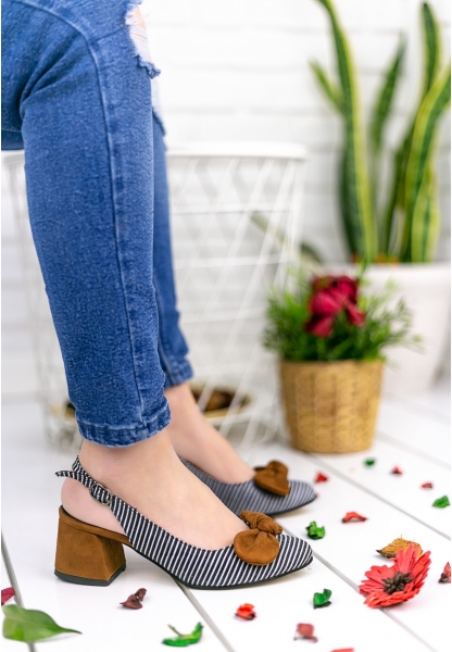 Rina Kahverengi Fiyonklu Topuklu Ayakkabı