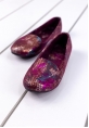 Cuzi Bordo Yıla Desenli Babet Ayakkabı