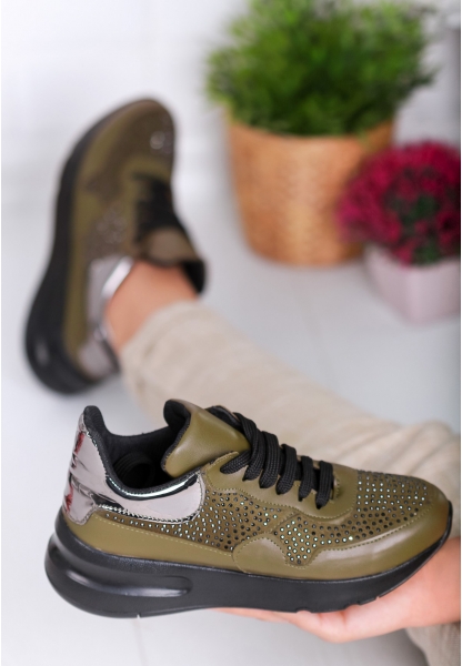 Moita Haki Yeşil Taşlı Bayan Spor Ayakkabı