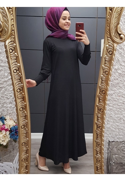 Kaşkorse Boydan Elbise -Siyah
