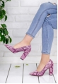 Dorac Lila Yılan Desenli Topuklu Ayakkabı