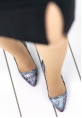 Skpe Açık Mavi Yılan Desenli Stiletto Ayakkabı
