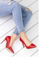 Skpem Kırmızı Cilt Stiletto Ayakkabı