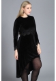 Büyük Beden Siyah Güpürlü Kadife Elbise