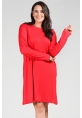 Büyük Beden Kırmızı Uzun Kol Elbise