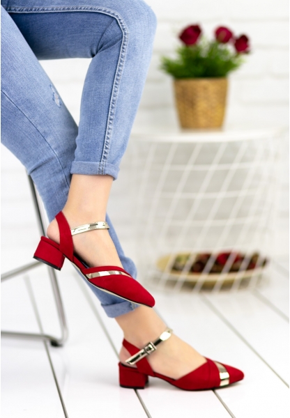 Placida Kırmızı Süet Topuklu Ayakkabı