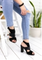Tania Siyah Süet Cilt Detaylı Topuklu Ayakkabı