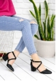 Momex Siyah Cilt Çapraz Bağlı Topuklu Ayakkabı