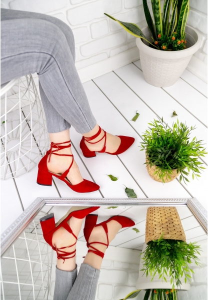 Carolina Kırmızı Süet Topuklu Ayakkabı