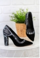 Donella Siyah Süet Siyah Yılan Desenli Topuklu Bayan Ayakkabı 