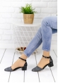 Macaria Siyah Cilt Ekose Topuklu Ayakkabı