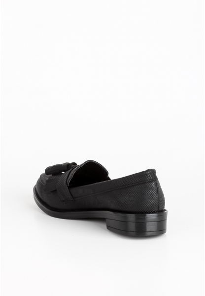Bambina Siyah Cilt Desenli Bayan Oxford Ayakkabı