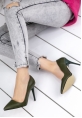 Skpem Haki Yeşil Cilt Stiletto Ayakkabı