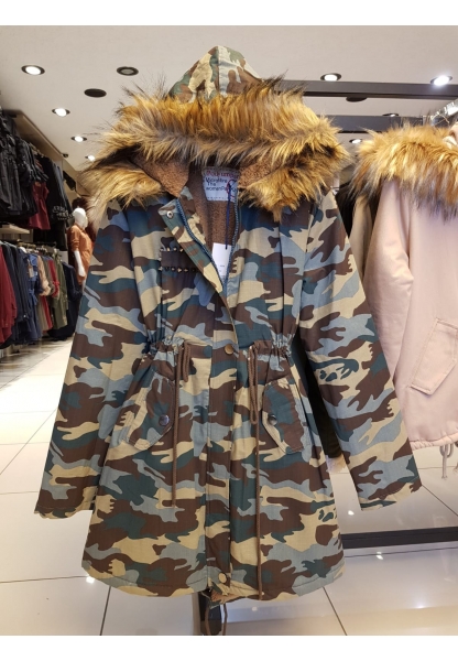 İçi Peluş Kapşonlu Parka -Kahve