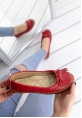 Palimia Kırmızı Cilt Babet Ayakkabı
