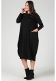 Büyük Beden Siyah Uzun Kollu Jumbo Elbise