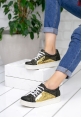 Venna Siyah Sarı Simli Spor Ayakkabı