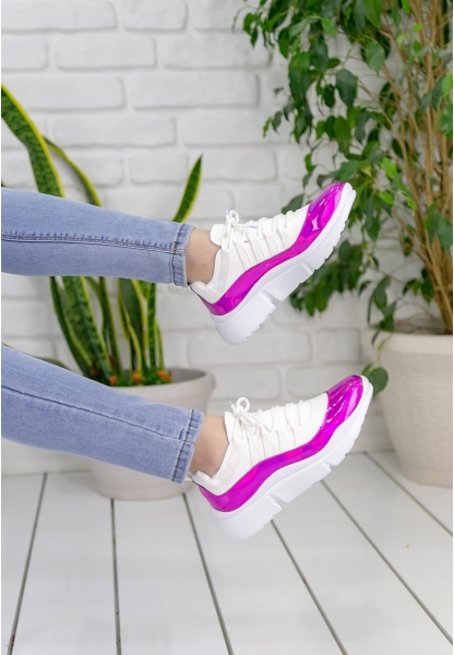Celina Beyaz Cilt Fuşya Detaylı Spor Ayakkabı