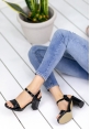 Evanda Siyah Rugan Topuklu Ayakkabı
