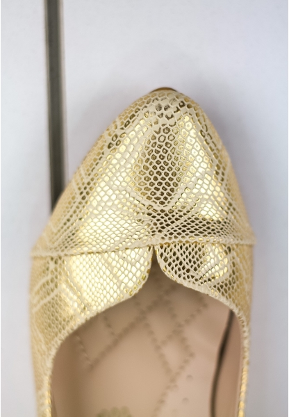 Silvestra Altın Sarısı Yılan Desenli Babet Ayakkabı