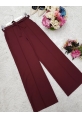 Belden Bağlamalı Lastikli Pantalon   -Bordo