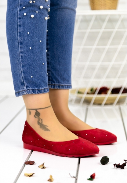 Abela Kırmızı Süet Babet Ayakkabı