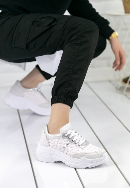 Polimia Beyaz Desenli Spor Ayakkabı