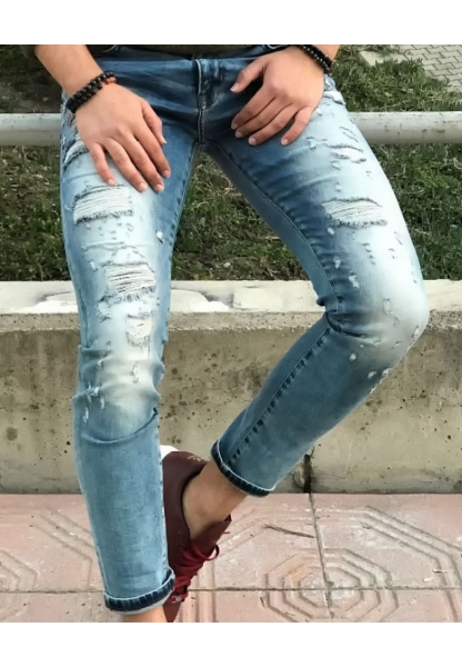 Grj Denim Yırtık Slim Fit Likralı Erkek Kot Pantolon