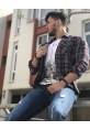 Yıkamalı Likralı Slim Fit Erkek Kot Gömlek