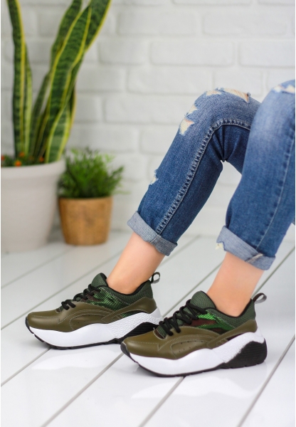 Bona Haki Yeşil Cilt Bayan Spor Ayakkabı