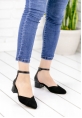Larisa Siyah Süet Cilt Detaylı Topuklu Ayakkabı 