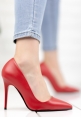 Skpem Kırmızı Cilt Stiletto Ayakkabı