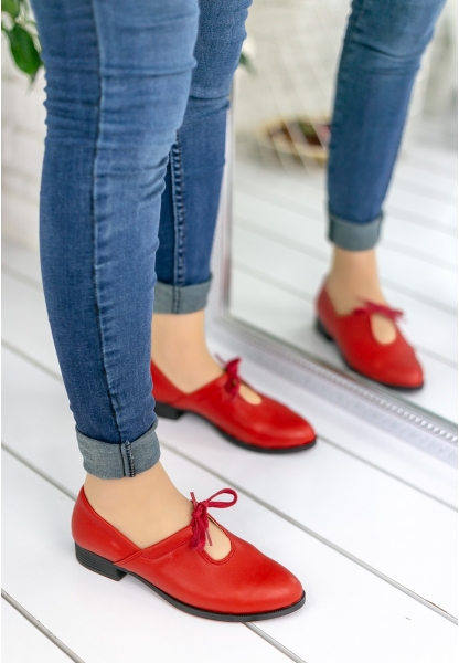 Rowena Kırmızı Cilt Bayan Oxford Ayakkabı