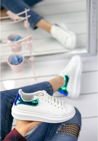 Mirica Beyaz Cilt Yeşil Hologram Spor Ayakkabı