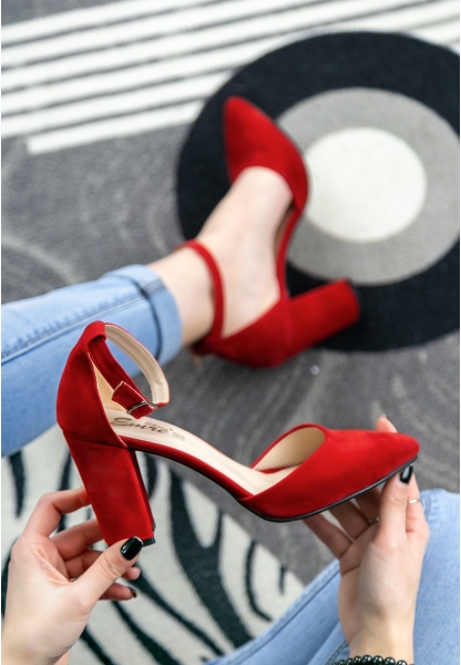 Delfina Kırmızı Süet Topuklu Ayakkabı