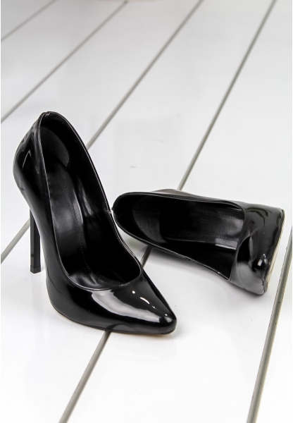 İrina Siyah Rugan Stiletto Ayakkabı