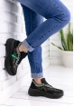 Polimia Siyah Cilt Yeşil Hologram Detaylı Spor Ayakkabı 