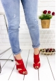 Tania Kırmızı Cilt Süet Detaylı Topuklu Ayakkabı