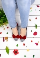 Rina Kırmızı Fiyonklu Topuklu Ayakkabı