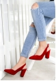 Massima Kırmızı Süet Topuklu Ayakkabı