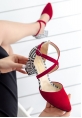Lolex Kırmızı Süet Topuklu Ayakkabı