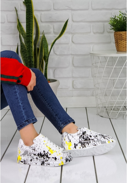 Serenity Beyaz Cilt Sarı Renkli Spor Ayakkabı
