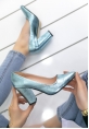 Liva Metalik Mavi Cilt Topuklu Ayakkabı