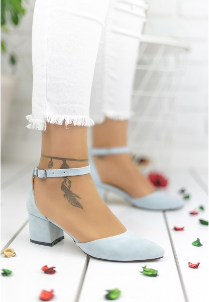 Estella Bebe Mavisi Süet Topuklu Ayakkabı